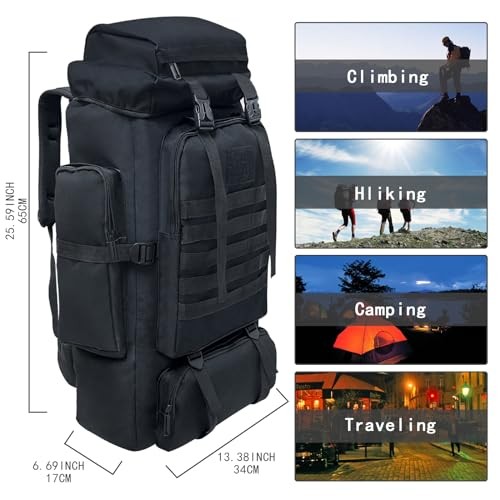 Ogetok 80L Hiking Backpack, Black-80L Camping Rucksack-1