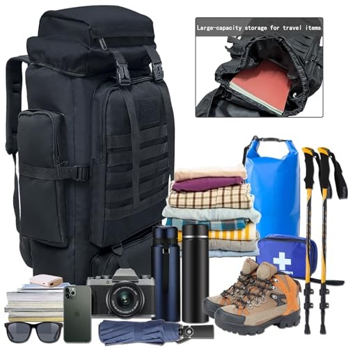 Ogetok 80L Hiking Backpack, Black-80L Camping Rucksack-6