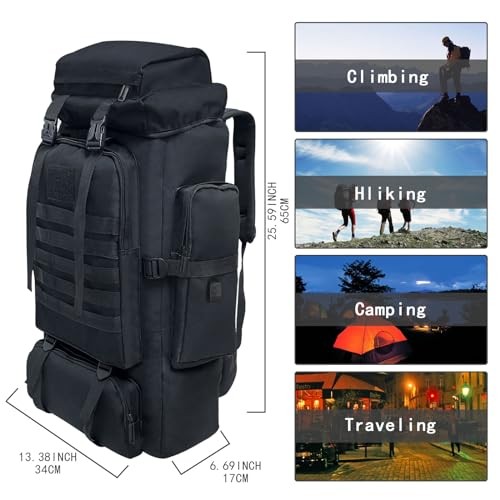 Ogetok 80L Hiking Backpack with USB Port, Black-1