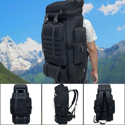 Ogetok 80L Hiking Backpack with USB Port, Black-5