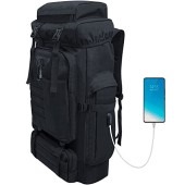 Ogetok 80L Hiking Backpack, Black Large Capacity Rucksack