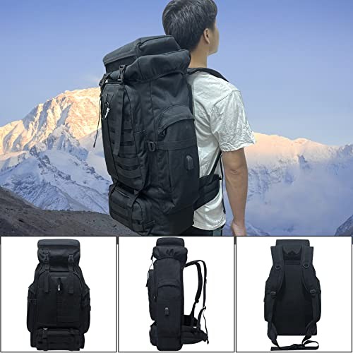 Ogetok 80L Hiking Backpack, Black Large Capacity Rucksack-5