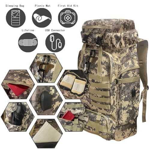 Ogetok 80L Hiking Backpack, Camping Rucksack, Black-4