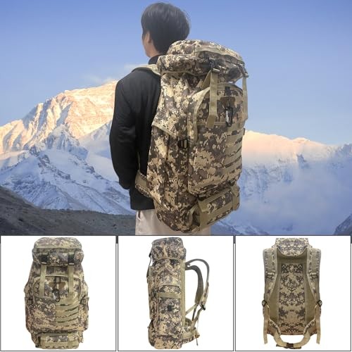 Ogetok 80L Hiking Backpack, Camping Rucksack, Black-5