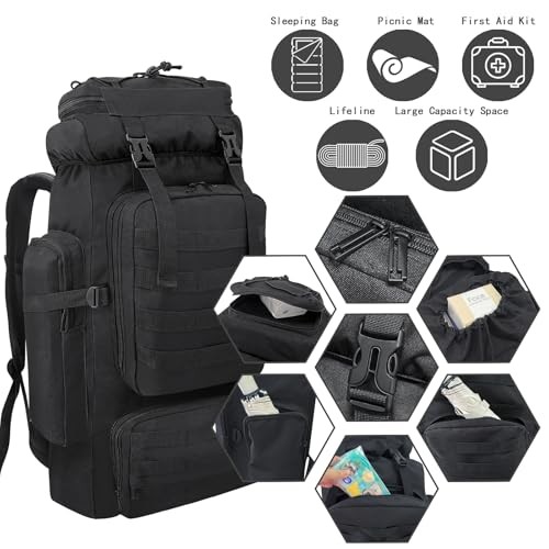 Ogetok 80L Hiking Backpack, Black-4
