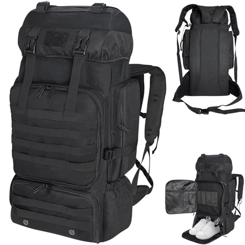 Ogetok 80L Hiking Backpack with Shoe Pocket, Black