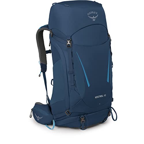 Osprey Kestrel Men's Hiking Backpack, 48L, Atlas Blue, L/XL