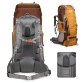 Outplea 60L Hiking Backpack with Rain Cover, Yellow