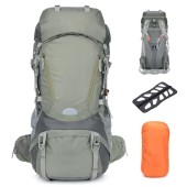 Outplea 60L Internal Frame Hiking Backpack with Rain Cover, Green