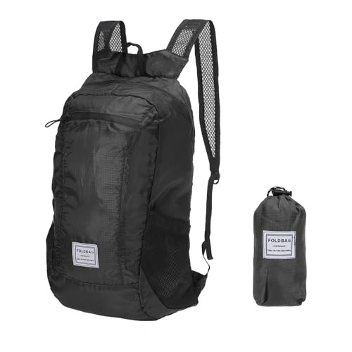 PATIKIL Packable Lightweight Hiking Backpack, 15L-20L, Foldable Daypack, Black