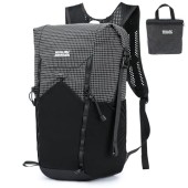 POWER KING Lightweight Foldable Hiking Backpack, 25L, Plaid Black