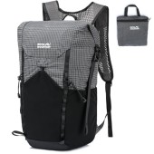 POWER KING 25L Lightweight Foldable Hiking Backpack, Plaid Grey