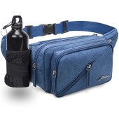 REETEE Bum Bag Belt Bag with Bottle Holder, Blue, Standard Size