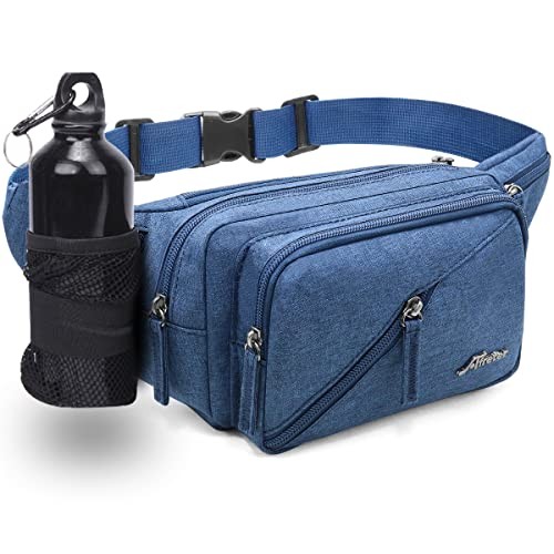 REETEE Bum Bag Belt Bag with Bottle Holder, Blue, Standard Size