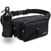 REETEE Black Hiking Waist Pack with Bottle Holder