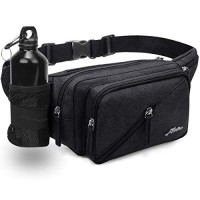 REETEE Black Hiking Waist Pack with Bottle Holder