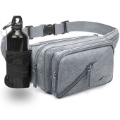 REETEE Grey Hiking Waist Pack Bum Bag with Bottle Holder