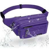 REETEE waterproof bum bag with 5 zip pockets, A-purple