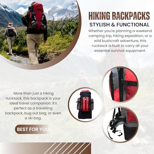 SiXsigma Sports 120L Extra Large Travel and Camping Backpack, Red-4