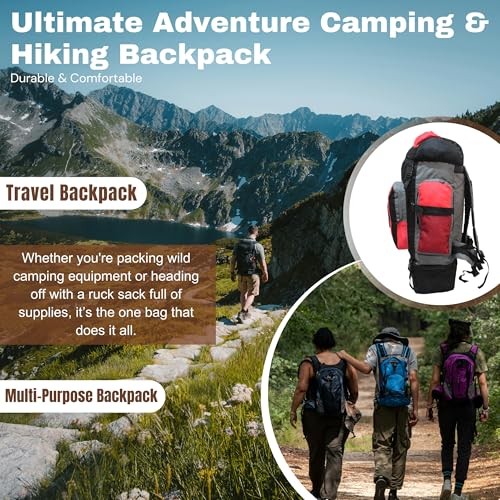 SiXsigma Sports 120L Extra Large Travel and Camping Backpack, Red-5