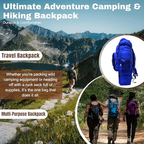 SiXsigma Sports 120L Extra Large Travel Camping Backpack, Navy/ Blue-5