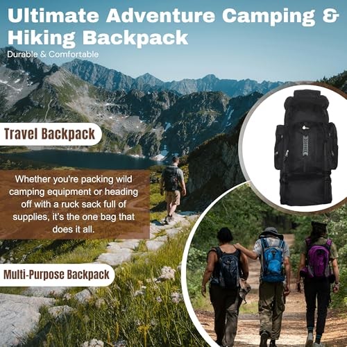 SiXsigma Sports 120L Extra Large Travel and Camping Backpack, Black-5