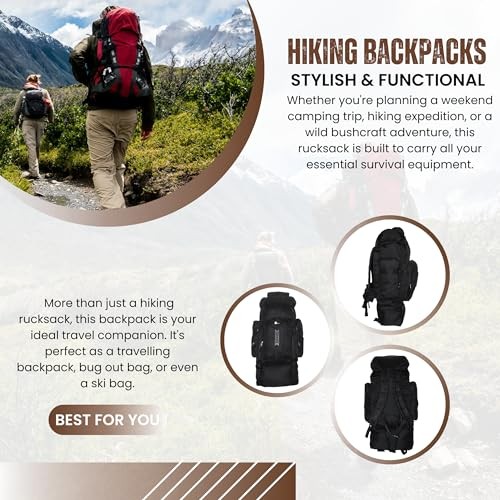 SiXsigma Sports 120L Extra Large Travel and Camping Backpack, Black-7