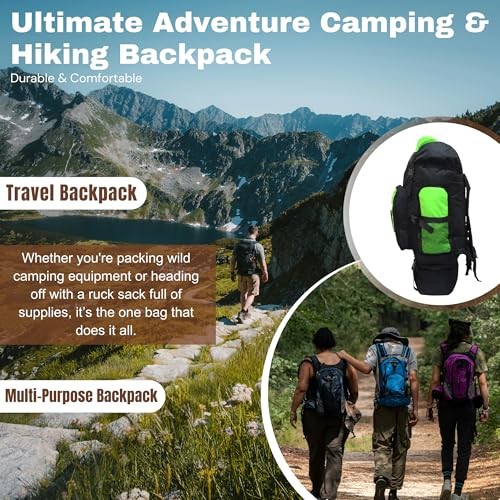 SiXsigma Sports 120L Extra Large Travel and Camping Backpack, Green/Grey-5