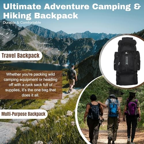 SiXsigma Sports 120L Extra Large Travel and Camping Backpack, Black-grey-5