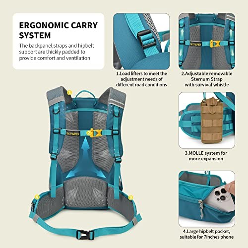 SKYSPER 35L Rucksack Hiking Backpack, Cyan, 31cm x 22cm x 52cm-3