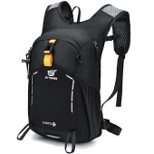 SKYSPER Small Hiking Backpack 15L Travel Rucksack, Lightweight Daypack with Chest and Waist Strap, Water Resistant Walking Backpack, Lantc15-black