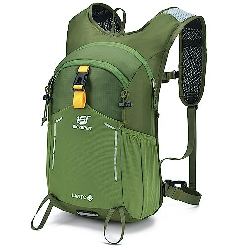 SKYSPER 15L Small Hiking Backpack, Lightweight Daypack, Army Green