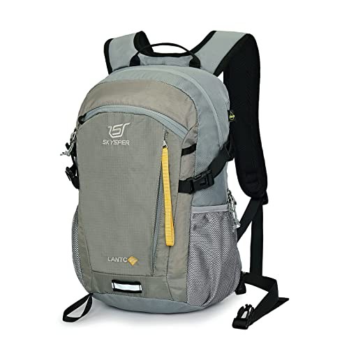 SKYSPER Small Hiking Backpack 20L Lightweight Daypack, Lightgrey, Size S
