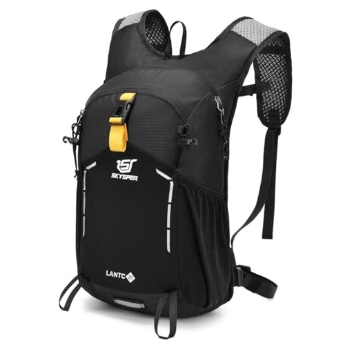 SKYSPER Small Hiking Backpack 20L Black Lightweight Daypack with Chest and Waist Strap