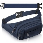 SUPHOSMT Blue 4-Pocket Bum Bag with Extended Belt