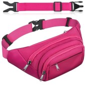 SUPHOSMT 4-Pocket Bum Bag with Extended Belt, Pink