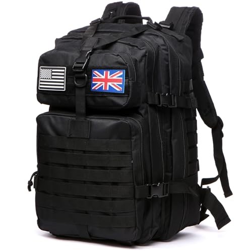 Thuram 50L Waterproof Nylon Tactical Backpack, Black