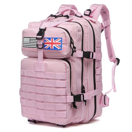 Thuram 50L Nylon Waterproof Tactical Backpack, Light Pink