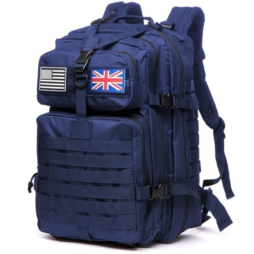 Thuram 50L Waterproof Nylon Tactical Backpack, Navy Blue