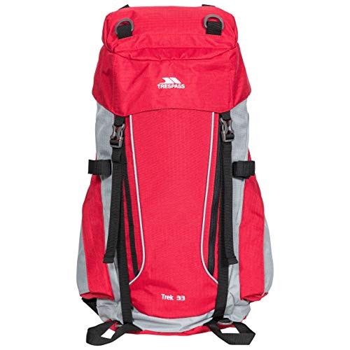 Trespass Trek 33 33L Hiking and Travel Rucksack, Red Tone