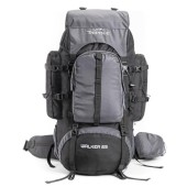Tripole Walker 65L Hiking Backpack with 20L Day Pack, Laptop Compartment, Internal Frame and Rain Cover, Black