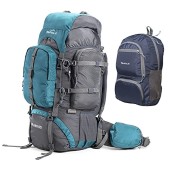 Tripole Walker Hiking Backpack, 65L + 20L Day Pack, Sea Green