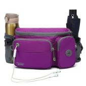 TUDEQU Purple Dog Walking Waist Bag with 2 Bottle Holders