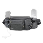 TUDEQU Dog Large Walking Waist Bag with Two Bottle Holders, Dark Grey
