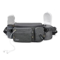 TUDEQU Dog Large Walking Waist Bag with Two Bottle Holders, Dark Grey