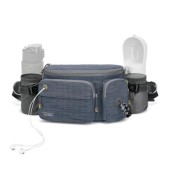 TUDEQU Grey Blue Walking Waist Bag with 2 Bottle Holders