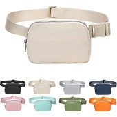 IDAHSOR Unisex Mini Belt Bag, Adjustable Crossbody Waist Bag, Beige
