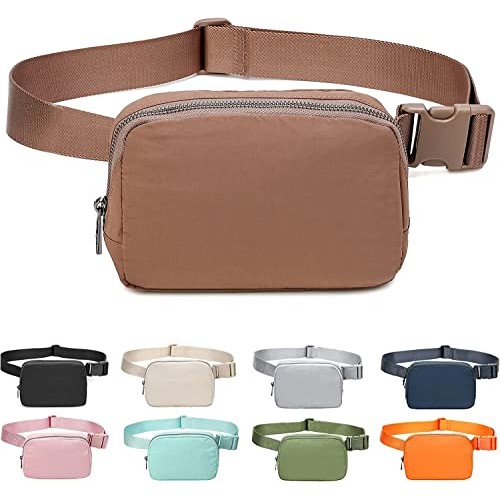 IDAHSOR Unisex Mini Belt Bag, Adjustable Crossbody Waist Bag, Brown