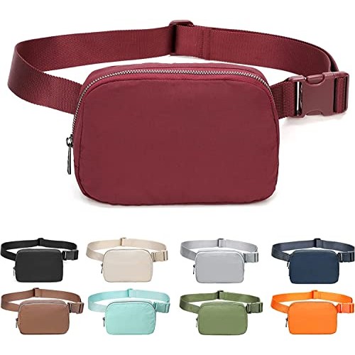 IDAHSOR Unisex Mini Belt Bag with Adjustable Strap, Red