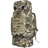 Vaupan 80L Hiking Backpack, Waterproof Molle Rucksack, Green (Midori) / Cha-iro